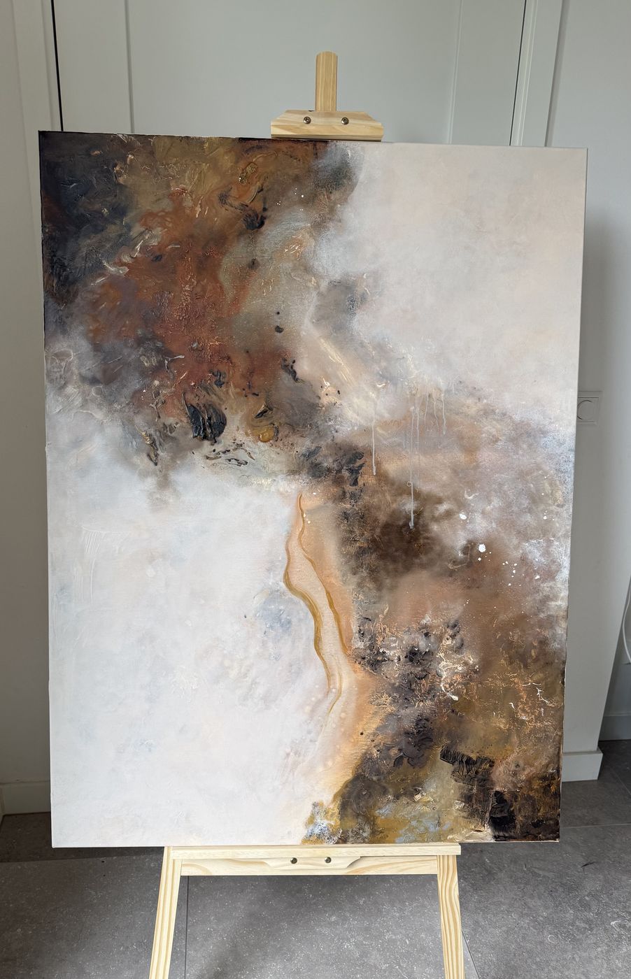 Sediment, abstract painting by Nina Masselink, 120 × 90 cm