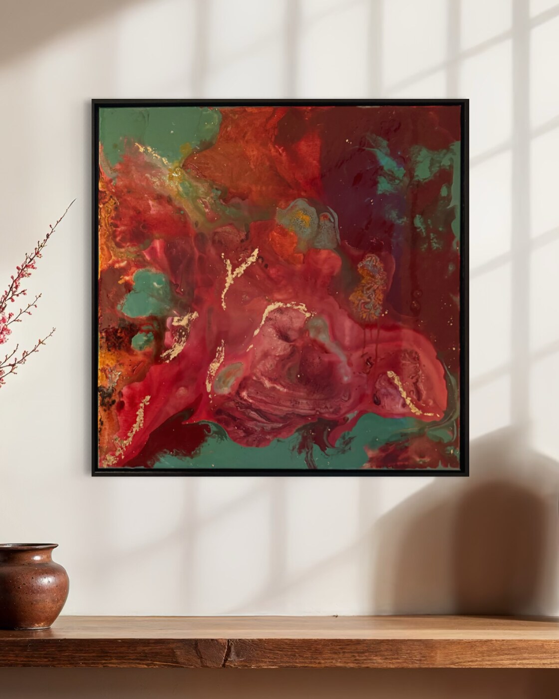 Bloodstone — interior view, framed
