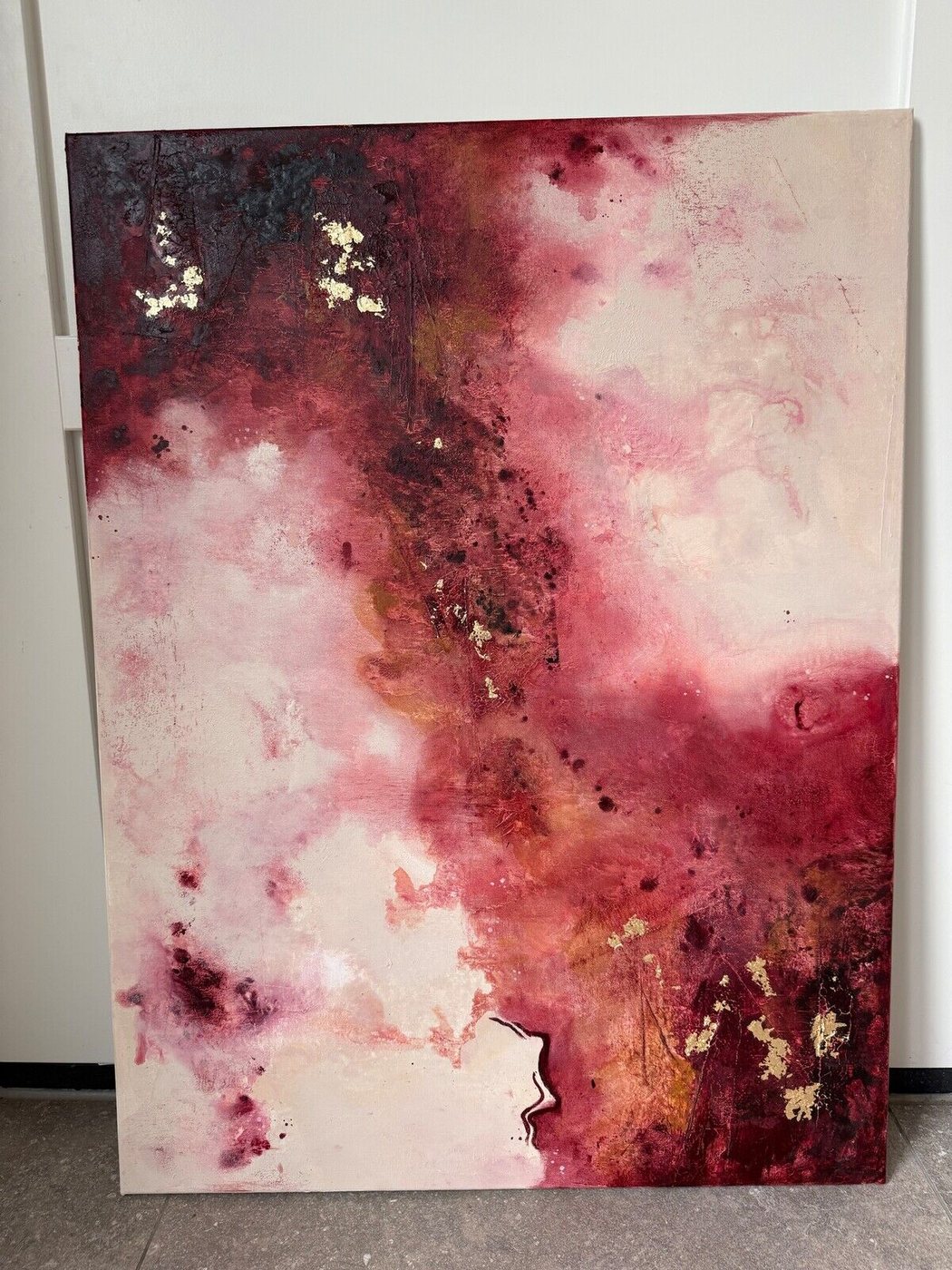 Burgundy — original artwork on easel